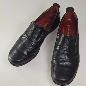 ROMIKA Cassie Wrinkled Black Leather Slip-On Loafers Shoes Size 37‎ US 6-6.5